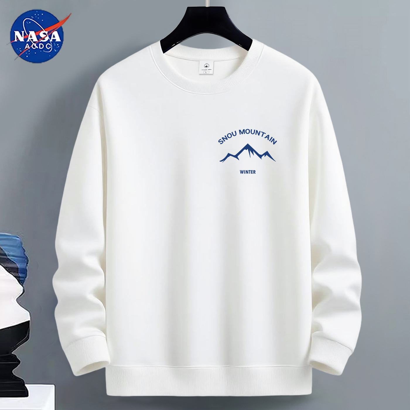 NASA卫衣男士2025新款秋冬季加绒加厚青少年宽松新疆棉内搭上衣潮