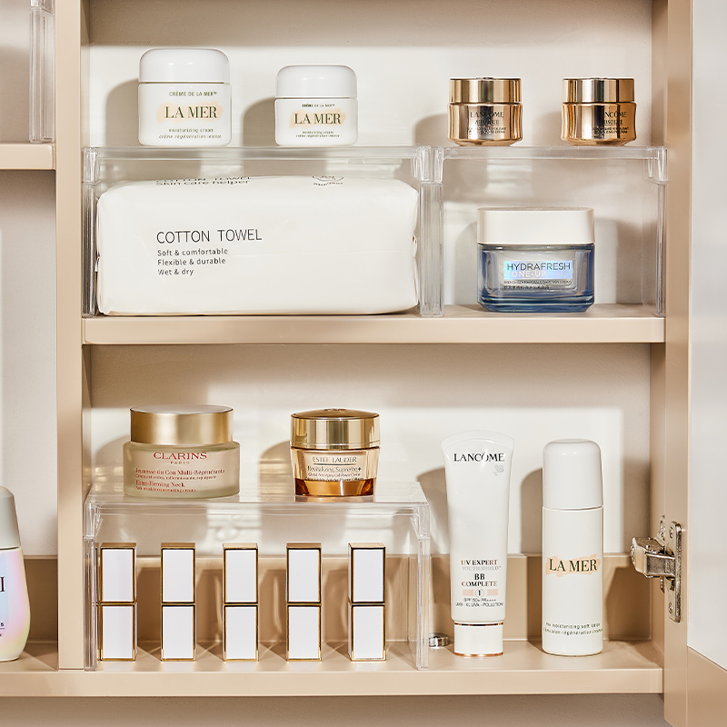 镜柜收纳化妆品分层收纳整理架子