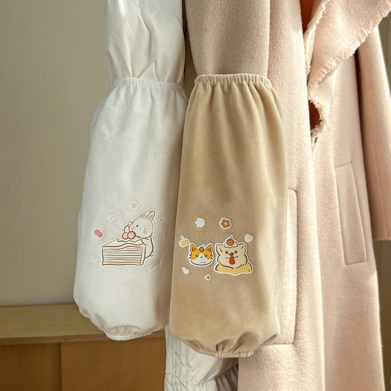 中长款袖套成人女办公室工作家务护袖学生防污袖头耐脏毛绒布套袖