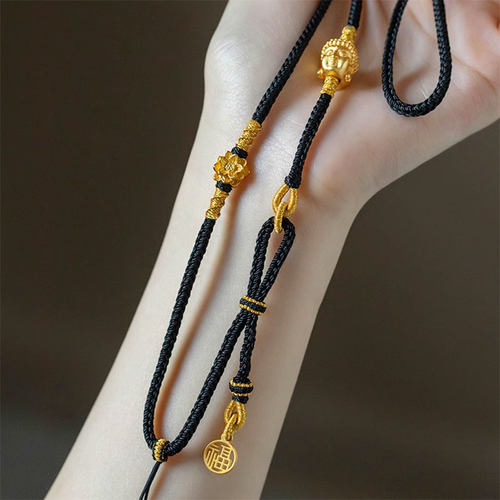 手工编织高级佛头绳子吊坠挂绳玉黑绳项链绳子吊坠绳黄金挂件绳
