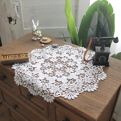 圆形盘垫经典鲁绣镂空蕾丝