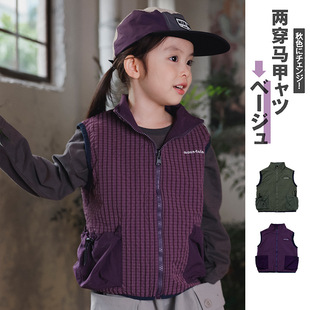 潮牌儿童两面穿马甲女童户外工装 轻量儿童外穿坎肩 背心2025秋季 款