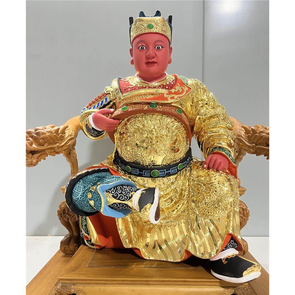 广泽尊王香樟木16寸金身佛像郭府圣王公神像郭忠福保安尊王木雕像