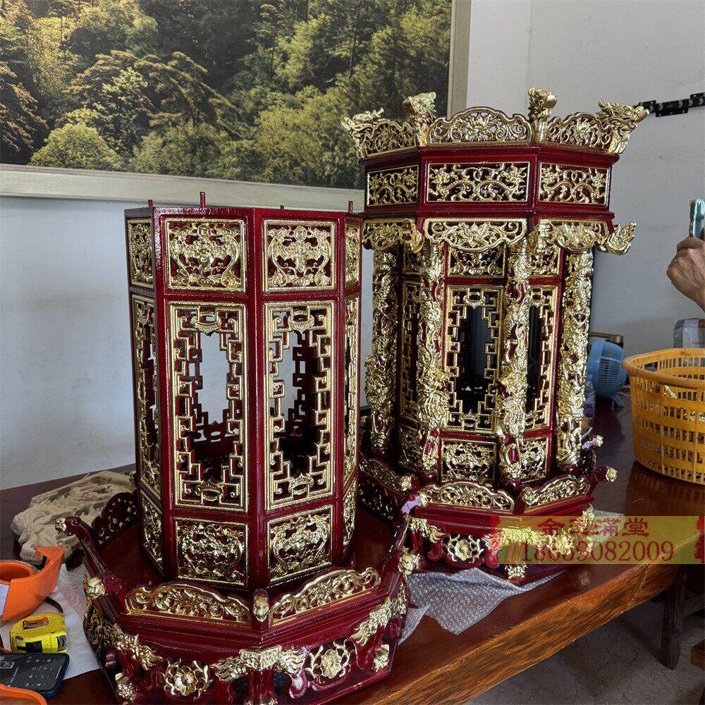 木雕天宫灯宫廷风天灯中式仿古天公灯古典天宫灯龙柱雕刻实木灯笼