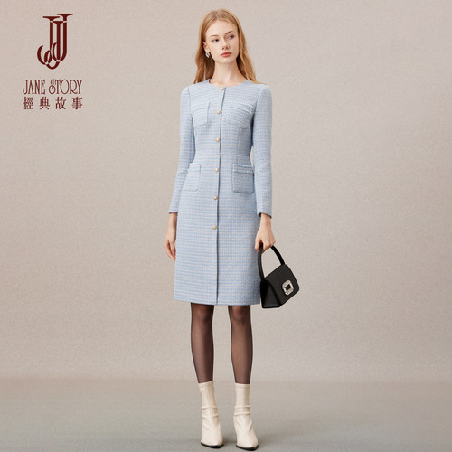 法式小香风连衣裙女减龄掐腰裙