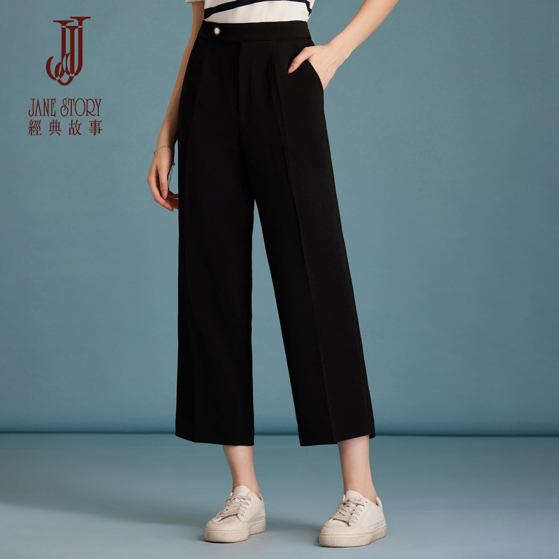 经典故事夏季职场通勤西装阔腿裤女2026新款高级感垂坠窄版直筒裤