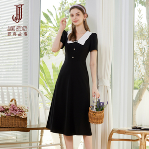 显瘦赫本风黑色连衣裙女夏季2026新款知性气质高端时髦修身小黑裙