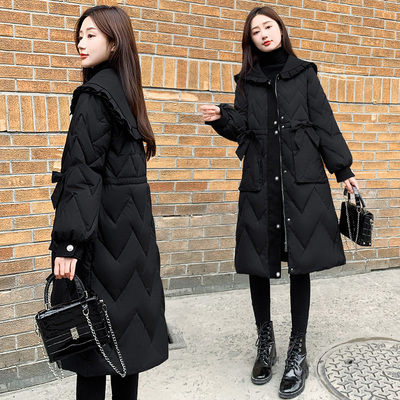 韩版中长款海军领羽绒服
