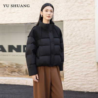 2025年冬季新款女装拼接短款羽绒服女宽松显瘦加厚保暖面包服外套