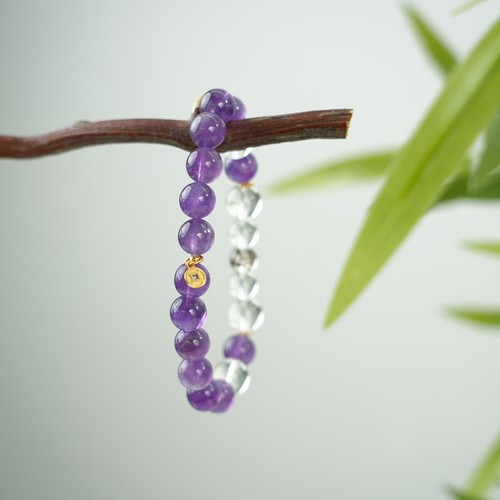 天然紫水晶S925银手链女款轻奢转运珠手串礼品礼物招财转运银饰