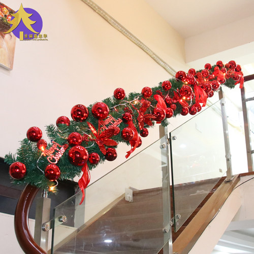 圣诞节装饰品2.7米红色圣诞藤条门挂diy家用客厅酒店商场橱窗挂件