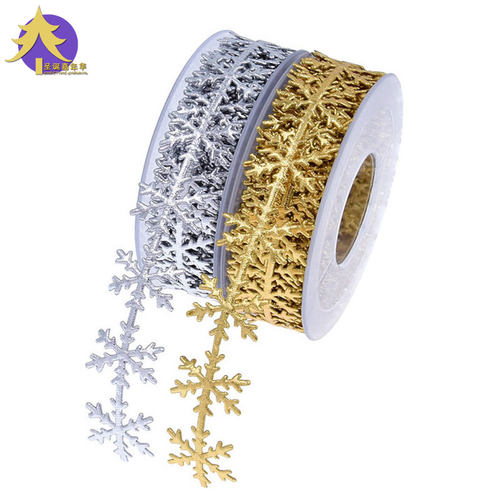 圣诞嘉年华金银色雪花丝带挂件