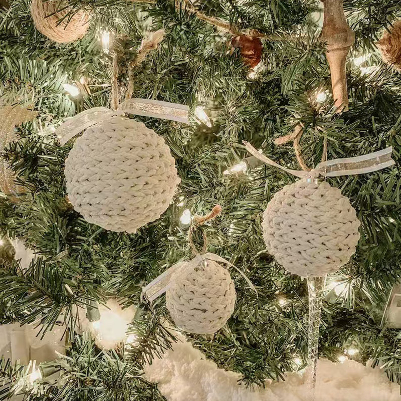 圣诞节装饰北欧ins风创意麻绳球diy手工圣诞球挂饰圣诞树花环挂件