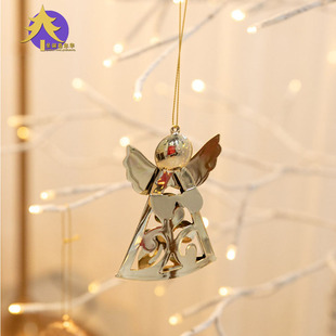 圣诞节装饰品北欧ins风金色铁艺小天使挂饰diy配件圣诞树花环挂件