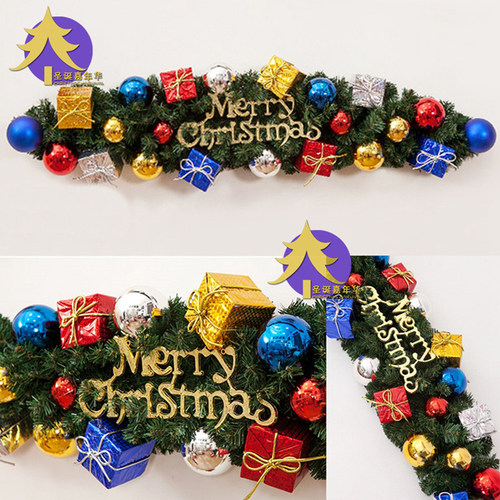 圣诞节装饰创意90/150cm圣诞羊角藤门挂diy居家客厅商场橱窗挂件