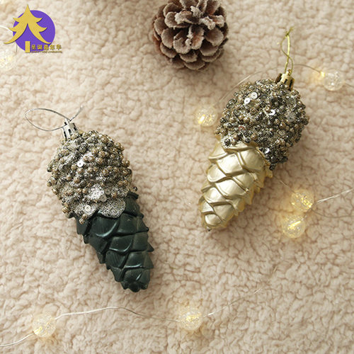 北欧风金色松果圣诞球