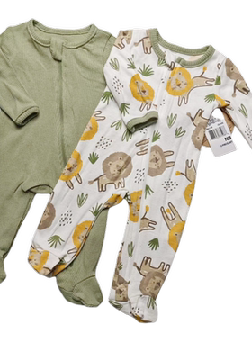 ins爆款婴儿单拉链连体衣连袜子宝宝爬服可爱外出服bb连身衣包脚