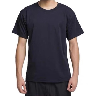 夏季短袖纯棉作训T恤透气保安男女圆领T体能训练服长袖T恤藏蓝色