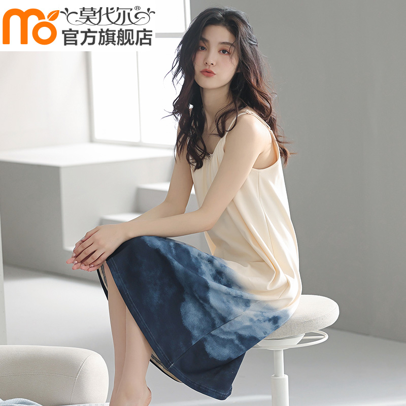 吊带睡裙女夏季纯棉无袖中长款