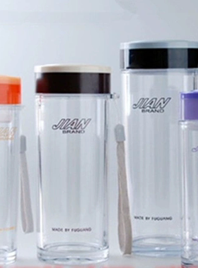 富光健牌新潮5号树脂隔热口杯503-520ML便携泡茶杯耐摔带提绳茶漏