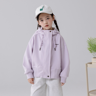 哈依鲁2026春秋季 女童休闲外套儿童中大童时尚 连帽开衫 上衣 新款