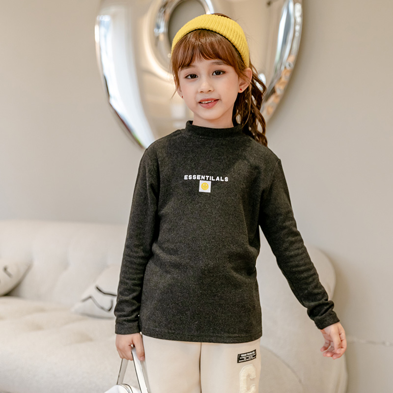 (断码清仓)女童冬季德绒保暖高领打底衫套头纯色百搭黑色白色韩版