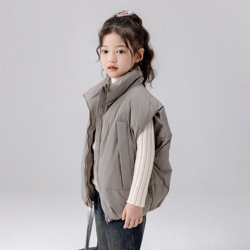 哈依鲁秋冬季女童新款羽绒马甲儿童中大童90白鸭绒保暖外穿