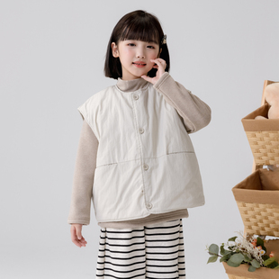 哈依鲁2026秋冬季新款女童棉马甲内搭外穿儿童中大童日系简约坎肩