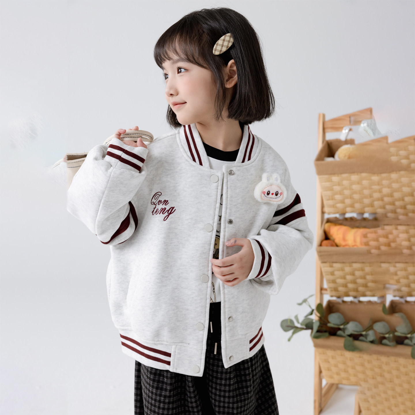 哈依鲁2026春秋季新款女童棒球服儿童中大童纯棉休闲开衫上衣外套图片