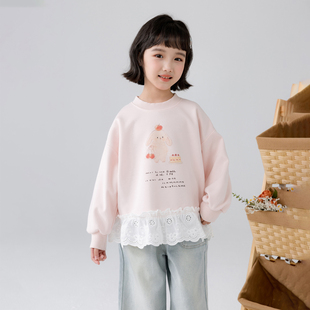 哈依鲁2026春秋季新款女童卫衣儿童中大童宽松潮时尚纯棉韩版上衣