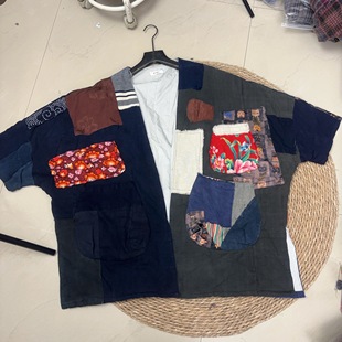 2025新款文艺复古贴布土布夹棉薄棉袄外套（颜色随机介意勿拍）