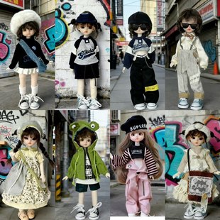 六分娃衣bjd赤木体GL体街头朋克风运动卫衣冬装普六娃娃换装套装