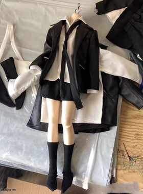 四分体BJD大四普四CD2可穿娃衣日常皮衣酷帅领带西装西服套装