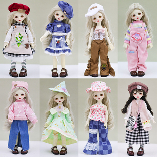 现货6分bjd娃娃替换衣服ob24精灵公主学院风娃衣裤子套连衣裙套装