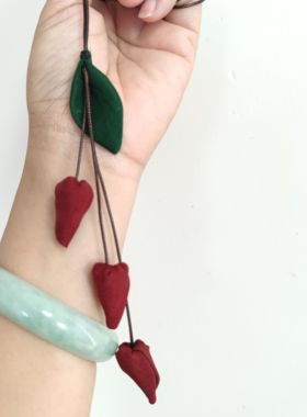 香云纱项链手工制作新中式国风项链送闺蜜生日礼物香云纱配饰挂件