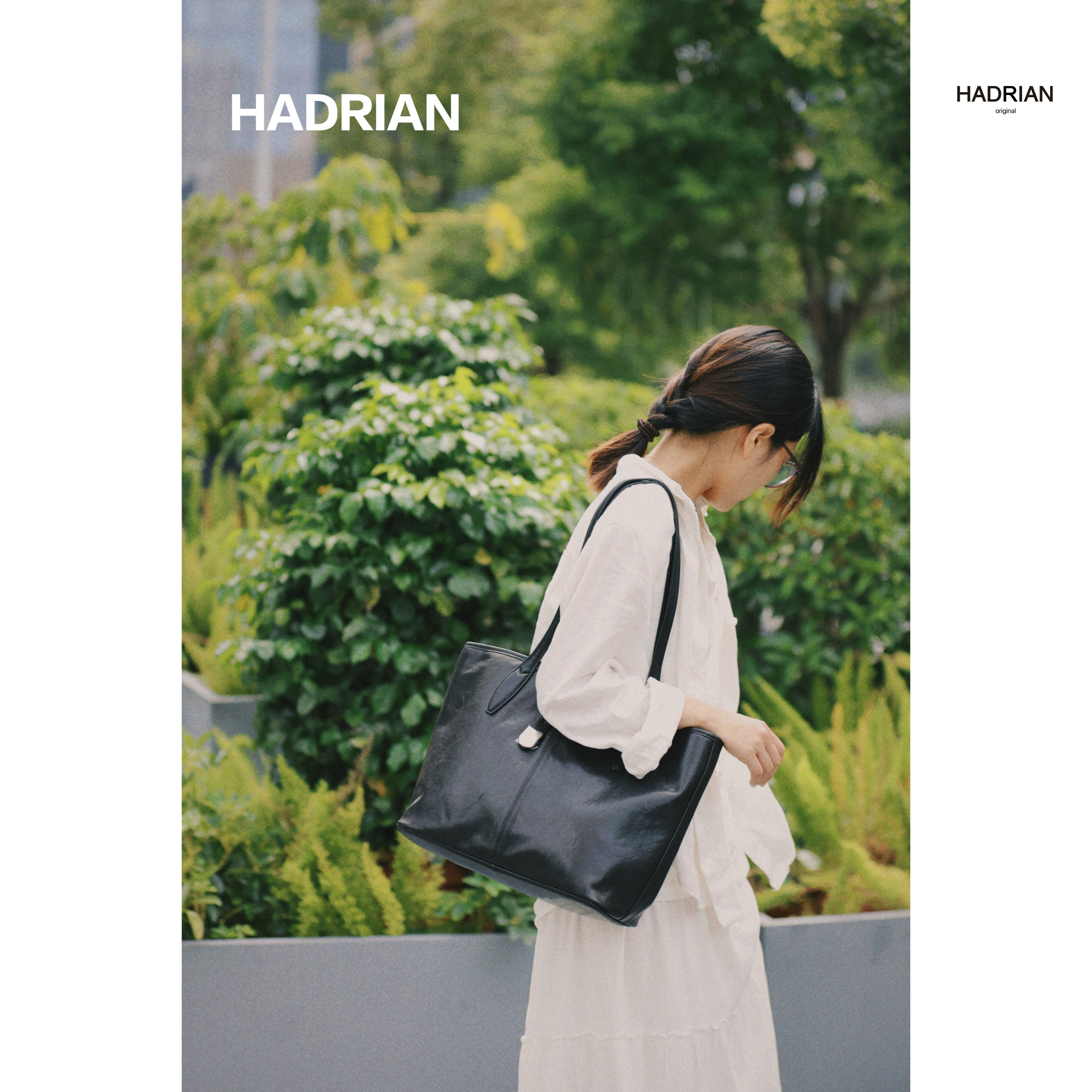 HADRIAN哈德良新植柔水晶头层牛皮购物袋手提单肩托特女包H25883