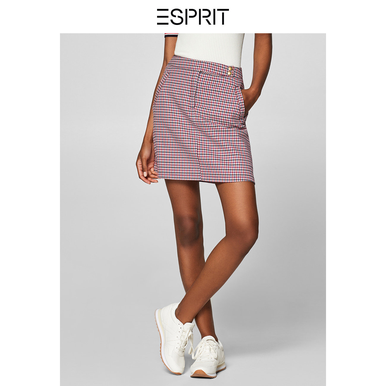 ESPRIT夏季新款經典千鳥格子a字半身裙女時尚氣質職業短裙EDC在類目 女裝/女士精品, 半身裙中 - 來自Buy2taobao.com提供專業的淘寶代購服務