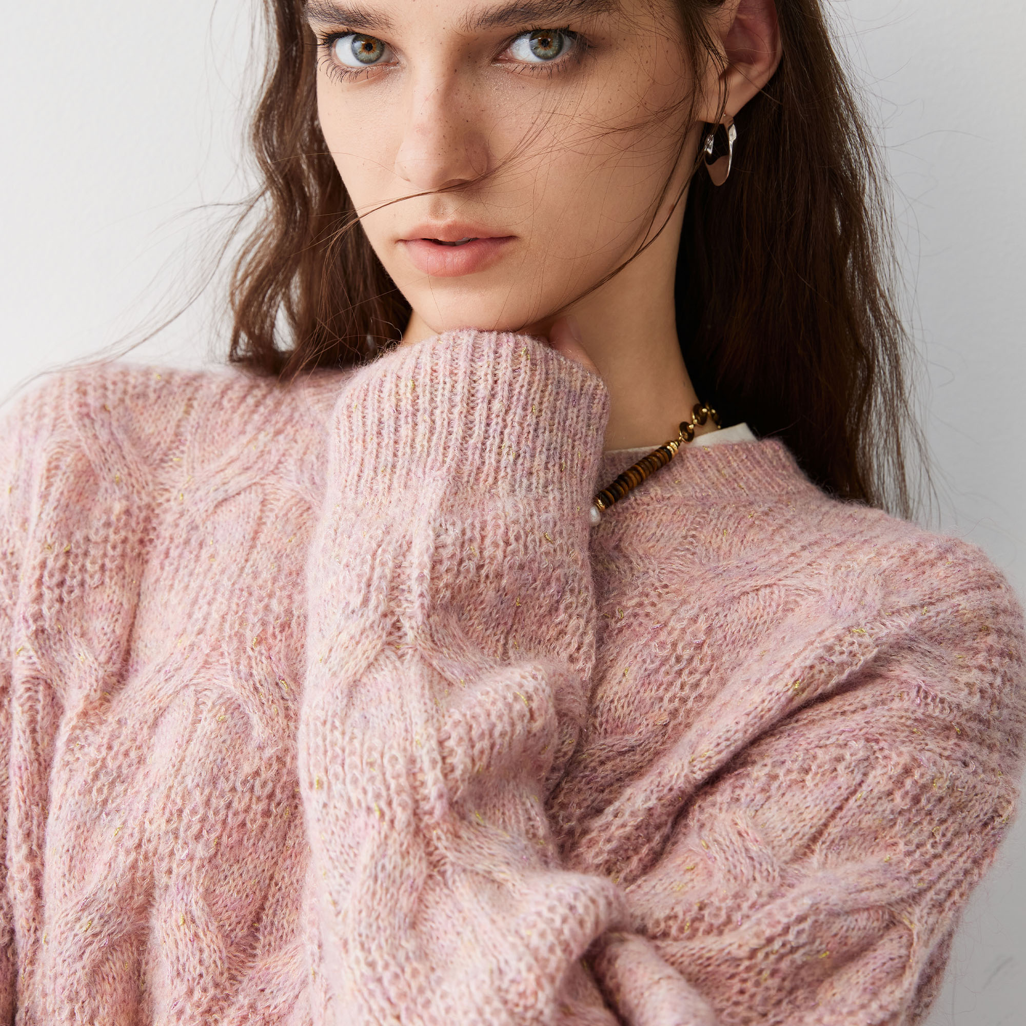 粉色羊毛毛衣马海毛软糯针织衫女