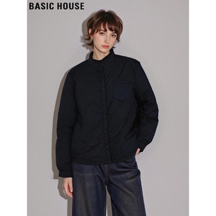 House 叠穿长袖 百家好黑色立领衬衫 新款 衬衣 外套女2026春季 Basic
