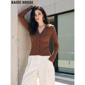 House 新款 百家好高级感修身 Basic V领针织衫 女2026春季 气质开衫
