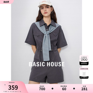 100%棉女连体衣 House 新款 2024夏季 百家好纯棉披肩连体短裤 Basic