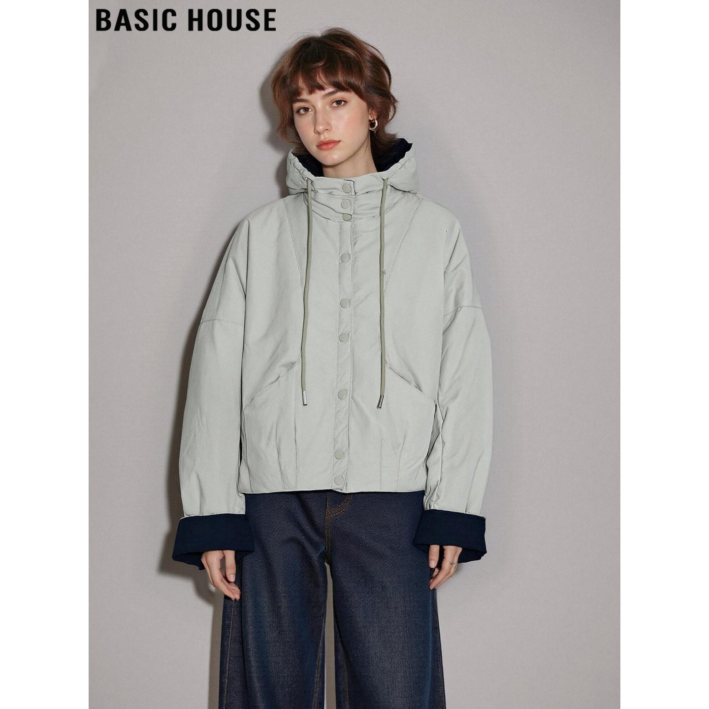 百家好加厚宽松慵懒连帽棉服外套