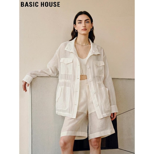 House 薄款 百家好白色天丝收腰衬衫 新款 微透上衣 女2026春季 Basic