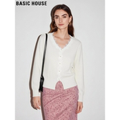 新款 Basic 蕾丝花边毛衣 白色针织开衫 女2026春季 House 百家好法式