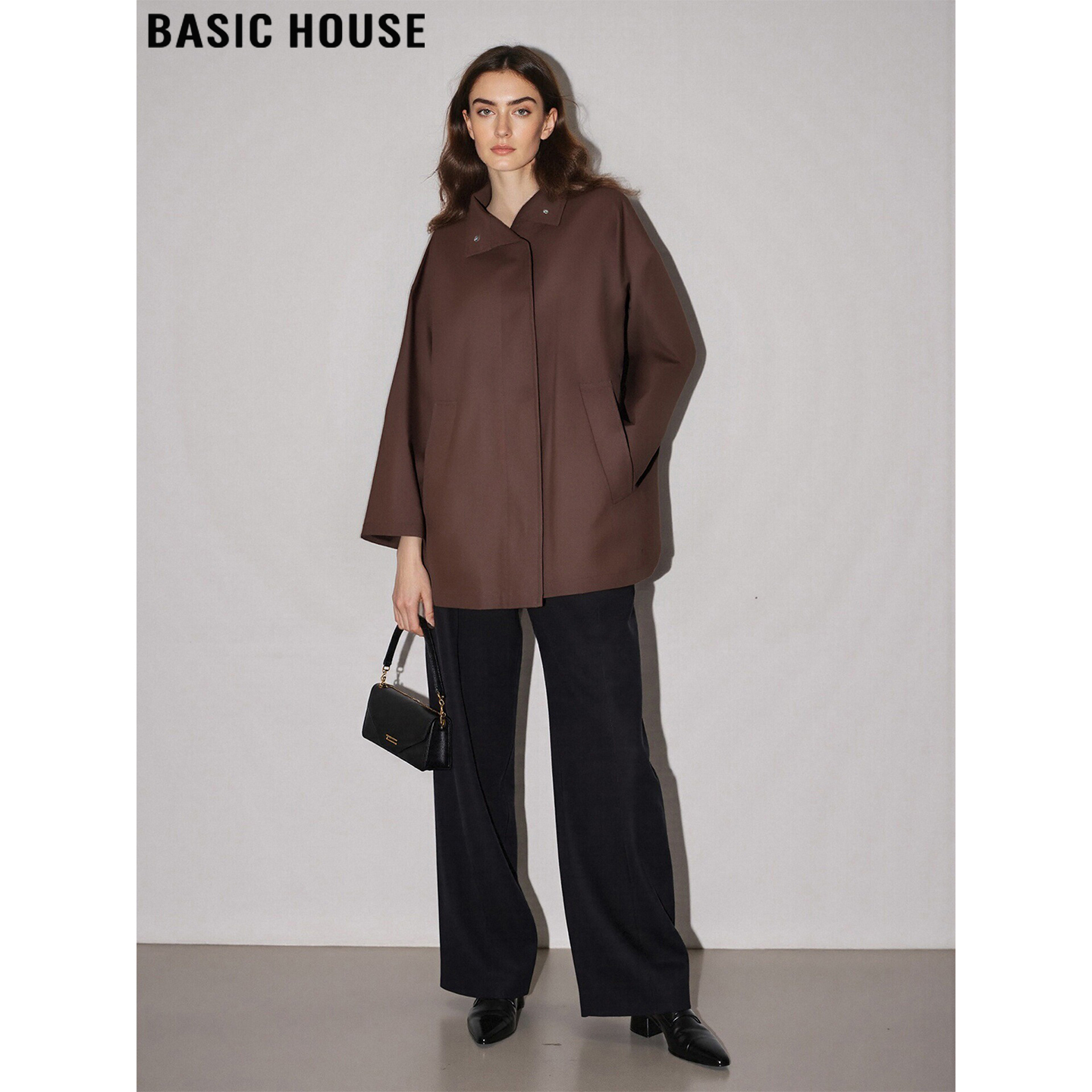 百家好复古美拉德咖色中长款风衣