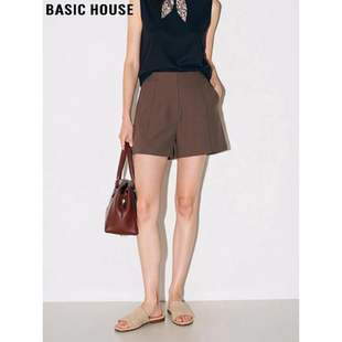短裤 百家好咖色西装 女2026夏季 新款 子 Basic 高腰直筒阔腿裤 House