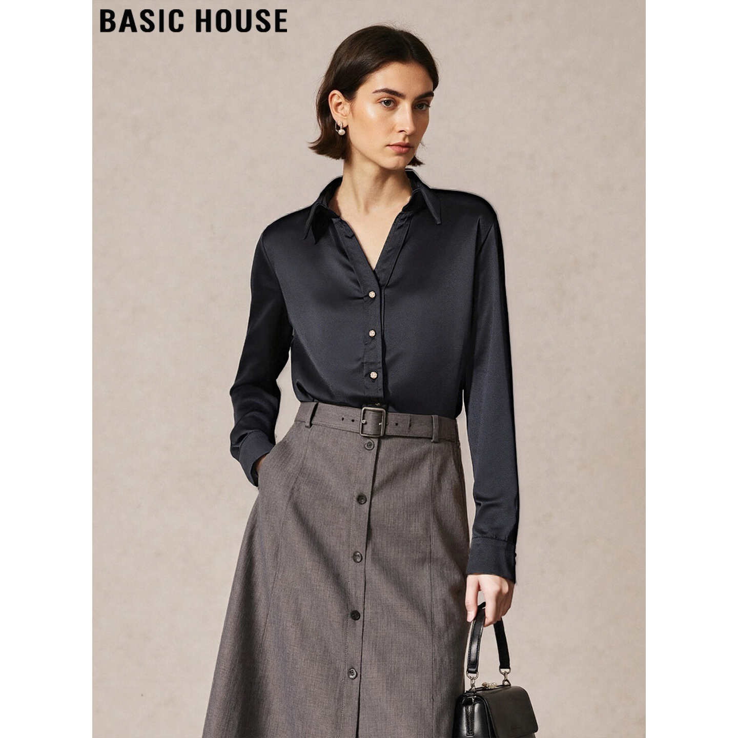 百家好高级缎面衬衫女叠穿内搭