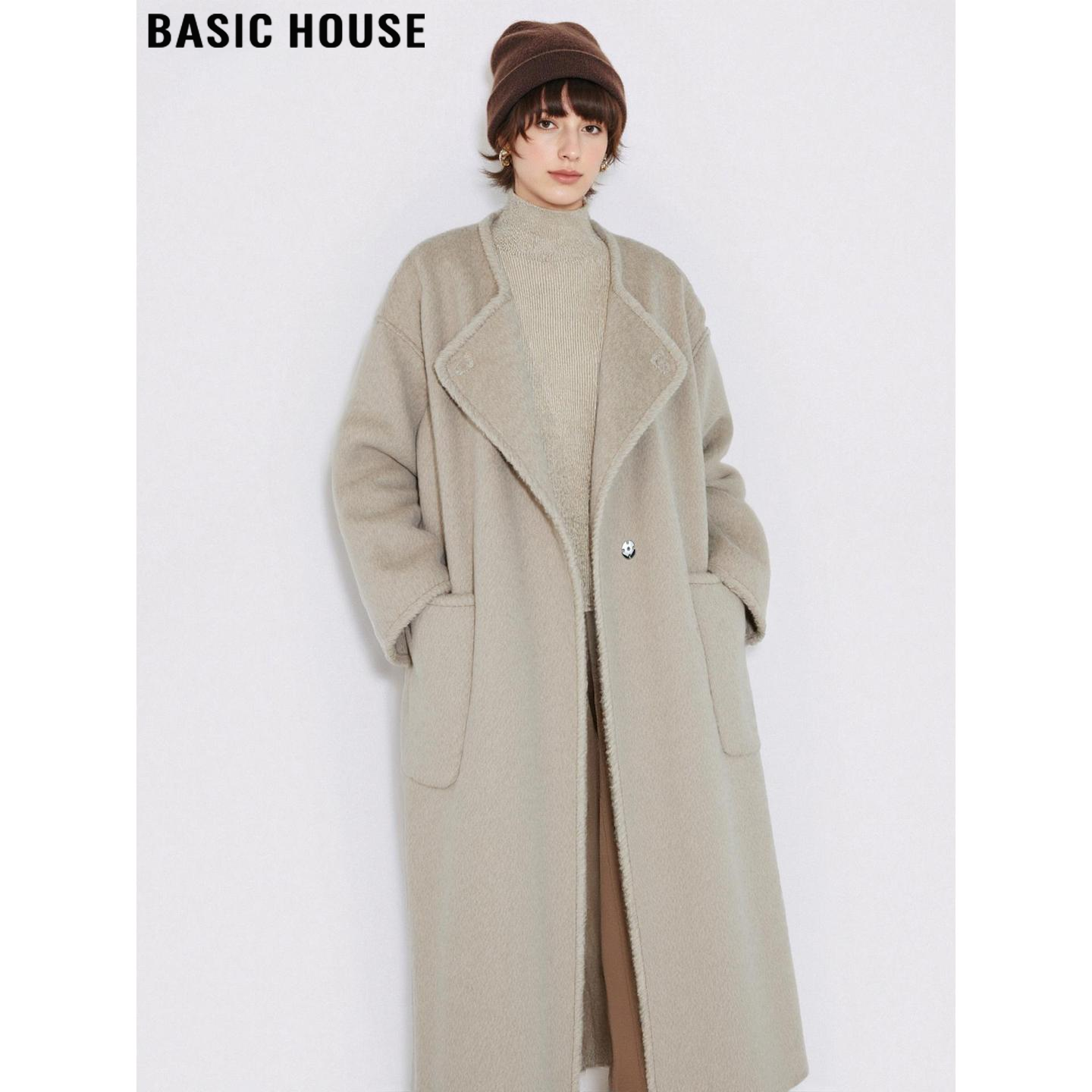 百家好英伦风羊毛双面呢大衣女