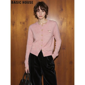 House 百家好粉色小马刺绣针织衫 女2026春季 Basic 新款 温柔风外套