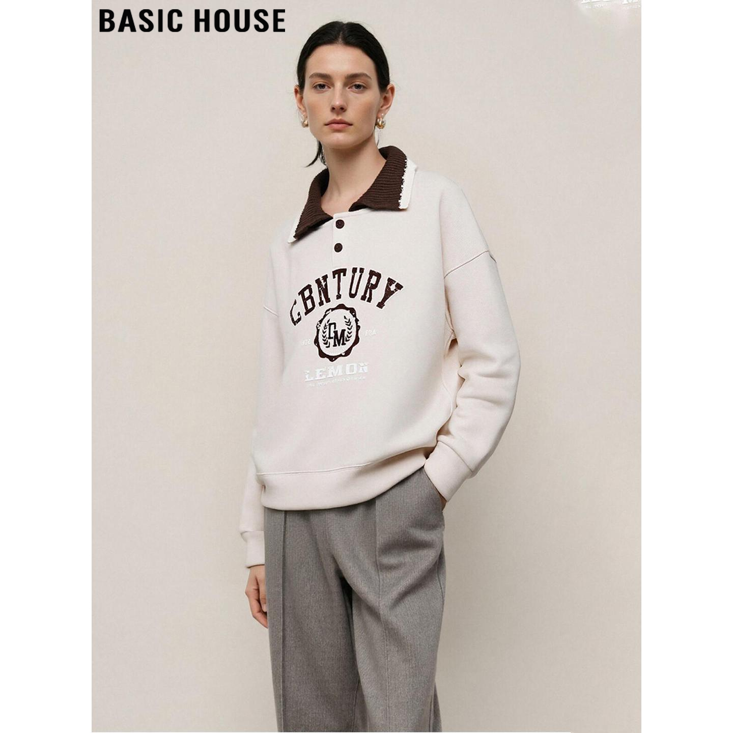 百家好美式字母印花加厚卫衣女